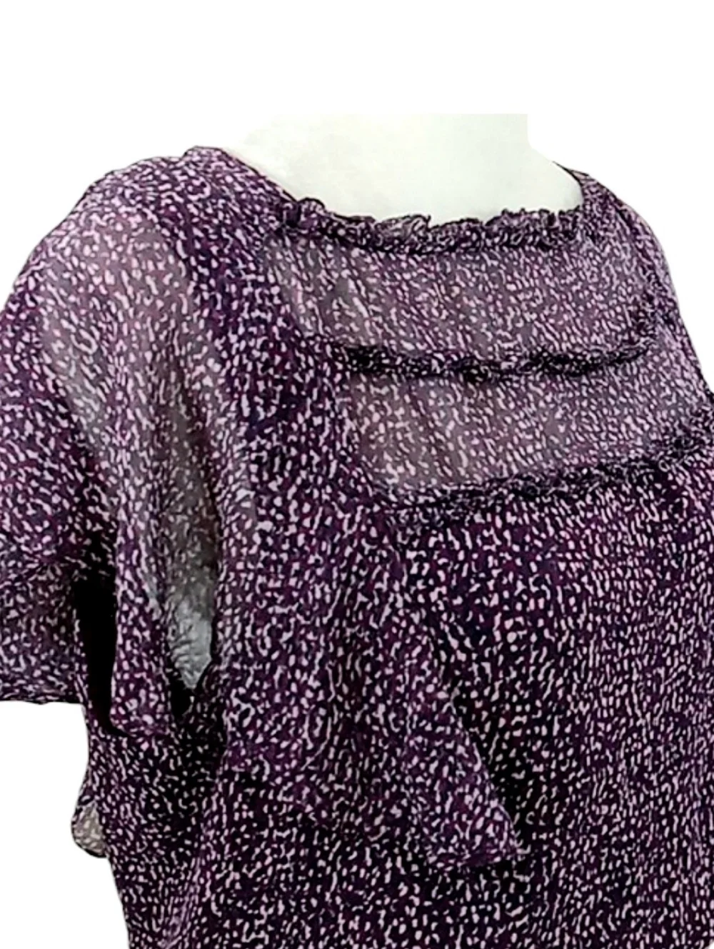 Parker Ruffle Silk Mini Dress in Funfetti Purple Size Small